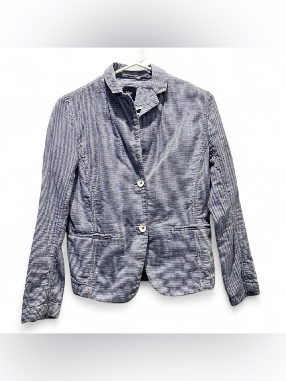 Gap Blue Stripe Cotton Blazer Jacket Size 0 | Minimalist Preppy Lightweight